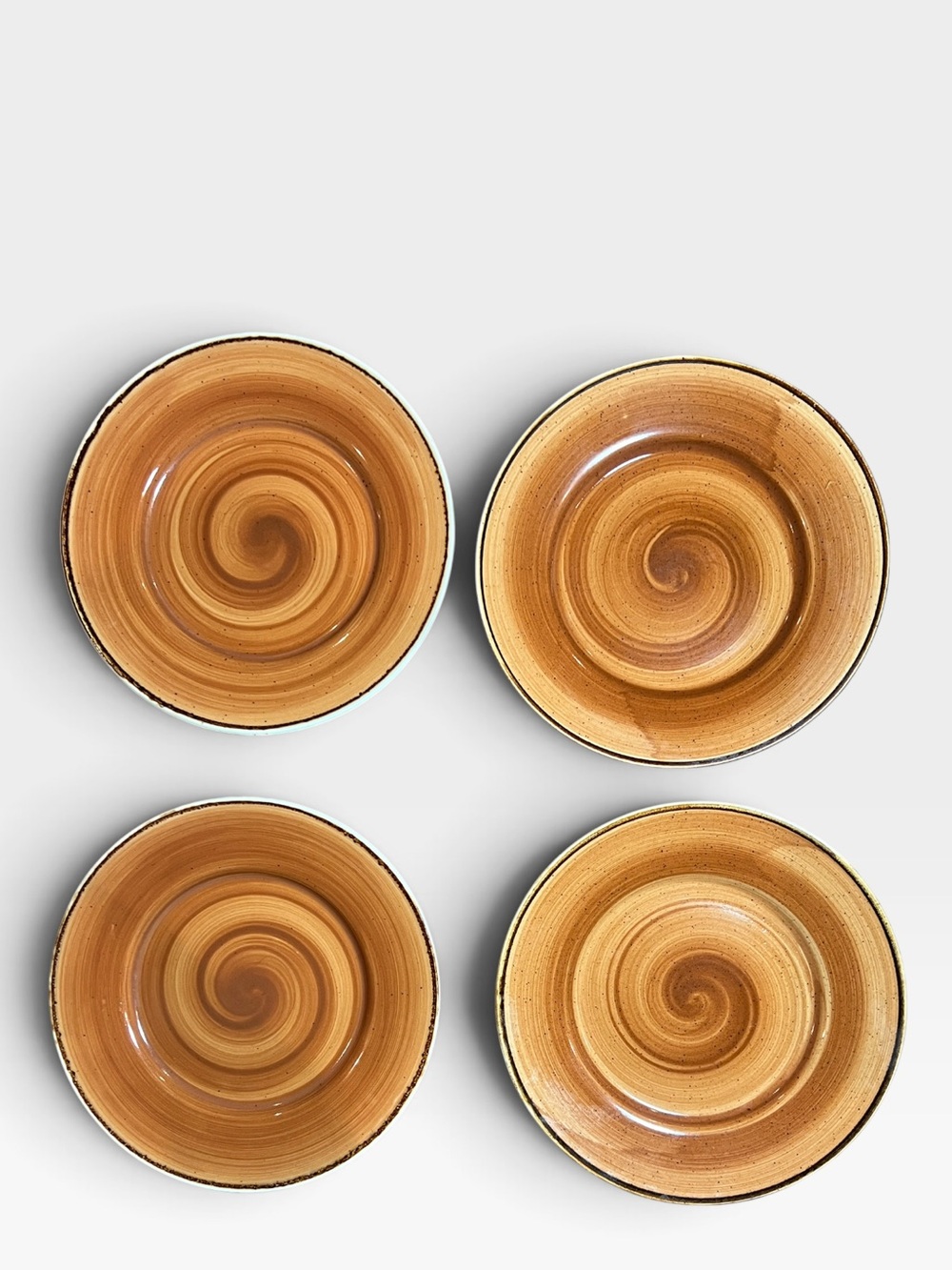 Thompson Pottery Kenya Collection Amber Swirl Stoneware 7” Salad Plates - 4 Set